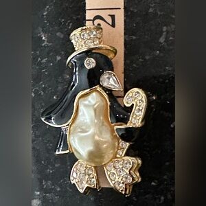 New KJL Kenneth Jay Lane bird penguin brooch rare
